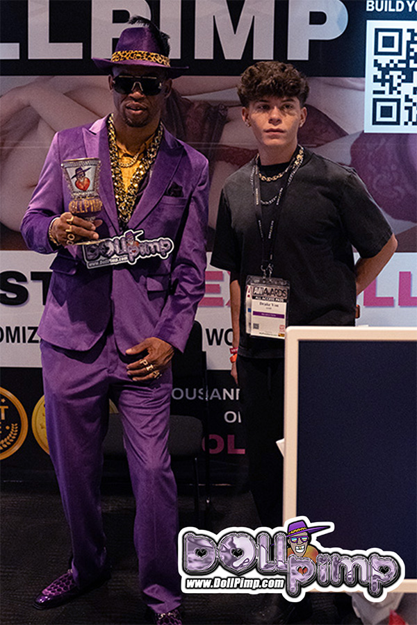 Drake Von at the DollPimp booth during AVN Expo 2026 in Las Vegas.